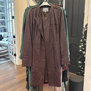 Leather Trench coat, burgundy, size M
